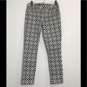 J. Crew Toothpick Ankle Jeans in Geometric Print Black & White Size 25